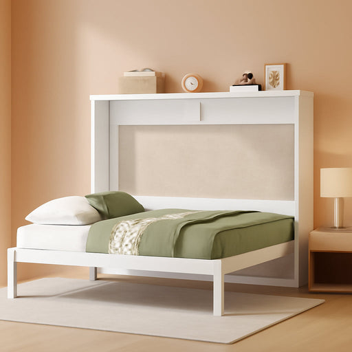 Modern Farmhouse Solid Wood Murphy Bed Chest/Space Saving/Wood Slat Support/Queen,White