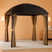 10' X 14' Hardtop Gazebo Canopy with Galvanized Steel Roof, Aluminum Outdoor Pavilion Gazebo with Top Hook, Netting, and Curtains for Patio, Garden, Backyard, Deck, Brown