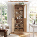 80" Arched Bookcase with Tempered Glass & Soft Close Doors, 2 Set | Tall Bookshelf with Storage, Wooden 6-Tier Pantry Cabinet with Seamless Fit Wall for Home Office, Living Room, Kitchen