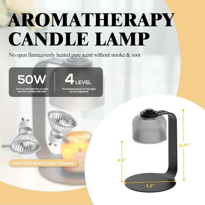 Candle Warmer Lamp with Timer - 4-Level Dimmable, Includes 2 Bulbs, Flameless Wax Warmer for Jar Candles | Ideal Gift for Housewarming & Birthday