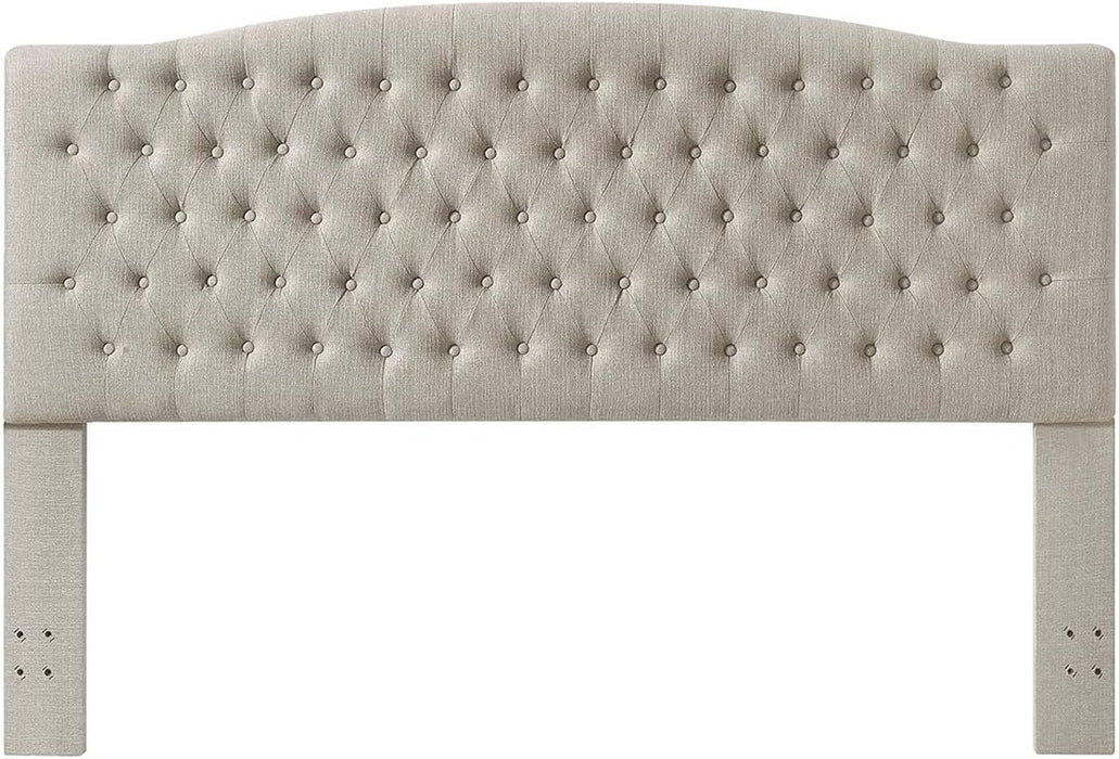 Linen Upholstered Tufted Button King Headboard and Comfortable Fashional Padded King/California King Size Headboard - Linen