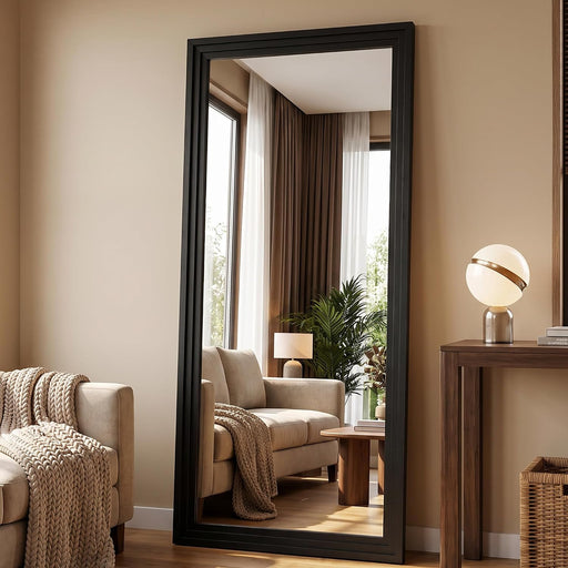 71"X32" Full Length Mirror, Large Wood Floor Mirror, Black
