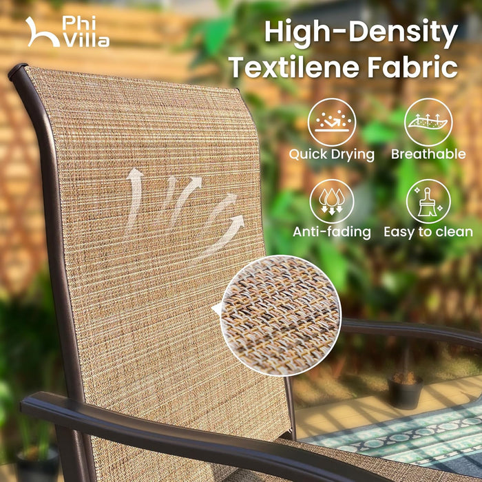 Outdoor Bar Stools Set of 4, Swivel Patio Bar Stools & Chairs with 30" Seat Height & Brown Textilene Backrest, Tall Outdoor Chairs Bar Funiture for Outside, Porch and Yard