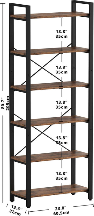Six Tier Ladder Bookshelf Industrial Style Display