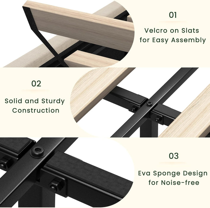 Queen Size Bed Frame with 4 Storage Drawers and Tufted Headboard Linen Upholstered Platform Bed Frame with Heavy Duty Wood Slats, No Box Spring Needed, Easy Assembly, Beige