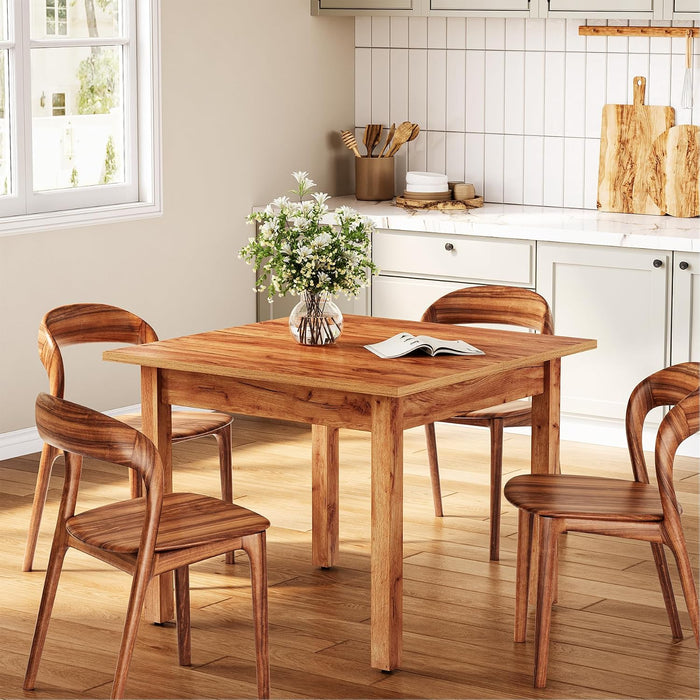 39 Inches Square Dining Table for 4 People, Brown Wooden Kitchen Table Small Dinner Table, Modern Dining Room Tables for Living Room, Kitchen, Oak Brown