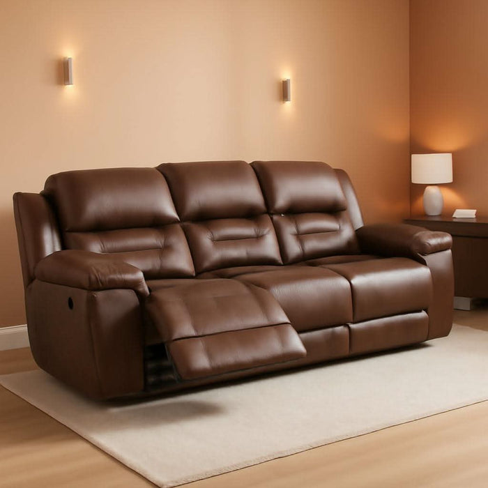 Stoneland Faux Leather Manual Pull Tab Reclining Sofa, Dark Brown