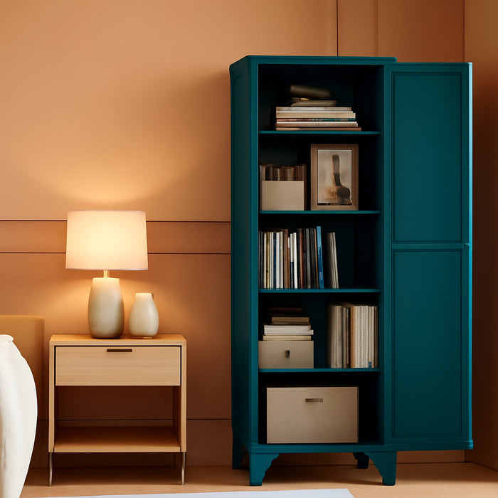 67Inch Peacock Blue Freestanding PowderCoated Steel Cabinet