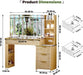 51Inch Oak Vanity Desk With IndustrialLEDLighting System