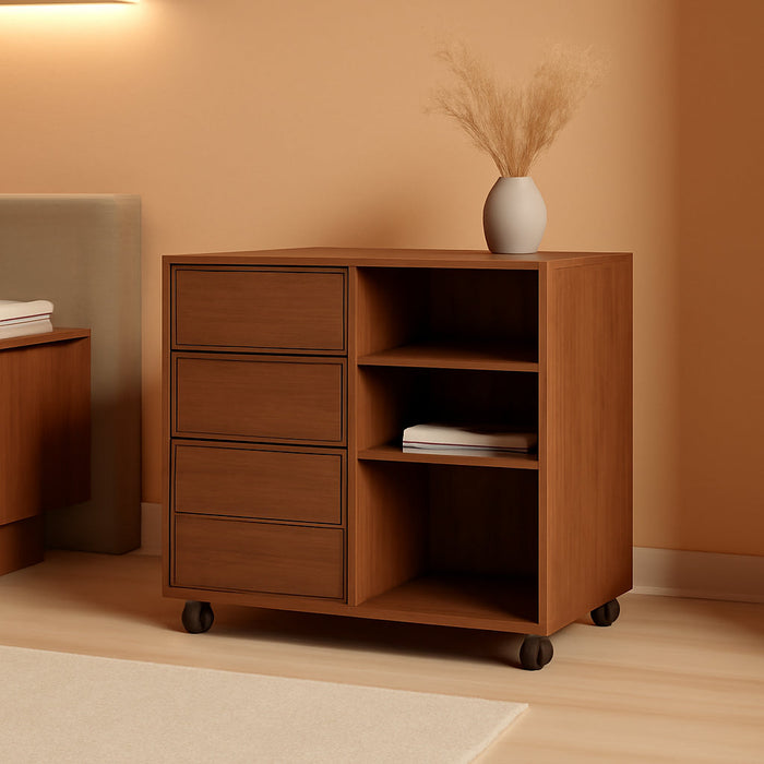 Premium Solid Walnut Three Drawer Lockable Cabinet