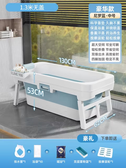 Portable Folding Bathtub for Adults Hot Bath Spa Plastic Bathtubs Children Swimming Pool Bucket Sauna Lid Cover House Bath Tub Z