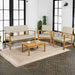 LVG1000A-4SET Barclay 4-Piece Modern Coastal Acacia Wood Conversation Outdoor Patio Set with Cushions Transitional, Classic, Traditional, Vintage, Mid-Century, Light Gray/Teak Brown