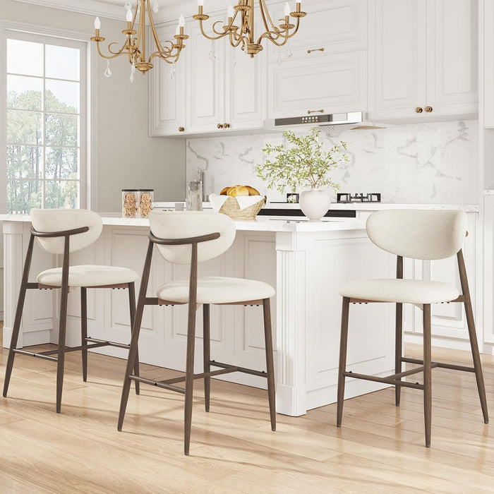 Counter Height Bar Stools with Backs Set of 4, Beige