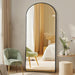 Arched Full Length Mirror with Stand Floor Standing Aluminum Frame for Bedroom Body Hanging Leaning Modern Simple Home Decor Shatter-Proorf Nano Glass Wall Living Room Cloakroom Black 56"X21"