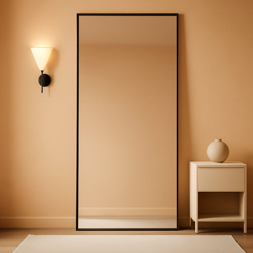 71"X28" Full Length Mirror, Floor Mirror, Full Length Mirror with Stand, Full Body Floor Mirror Bedroom Wall Mirror, Large Mirror, Leaning, Standing or Hanging Horizontally/Vertically, Black