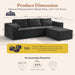 106 Inch Modular Sectional Sofa Black CorduroyFabric