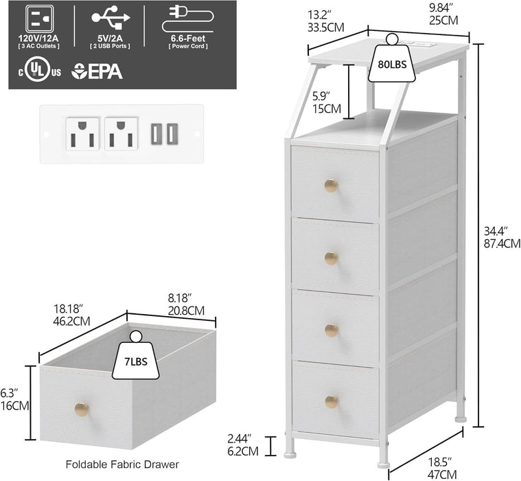 UltraSlimVertical Dresser With USB Charging Station White UltraSlimVertical Dresser With USB Charging Station White