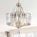 Modern Crystal Chandeliers round 4-Light Large Brushed Nickel Pendant Lighting Fixture for Dining Room Living Room Kitchen Island Bedroom Hallway Hall Foyer, 15.7"
