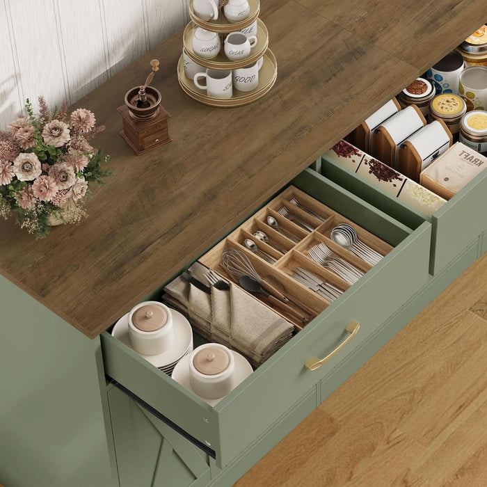 71" W Kitchen Buffet Cabinet with Storage, Large Coffee Bar Cabinet