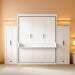 Queen Size Murphy Bed with Desk & One Slide Storage Shelf & 68-Inch Wall Bedframe Folding into Cabinet Design,For Small Space,Bedroom,Guest Room, White