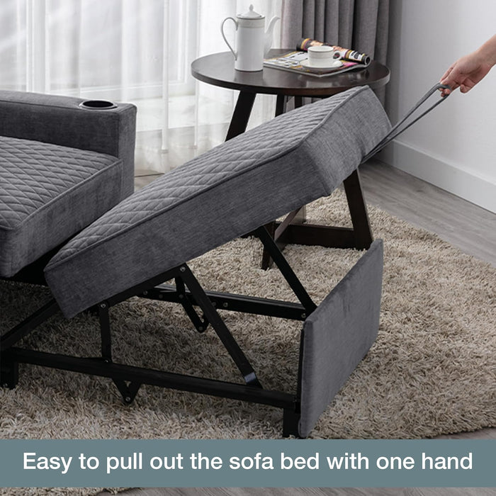 Light Grey Multifunctional Convertible Sofabed With Massage