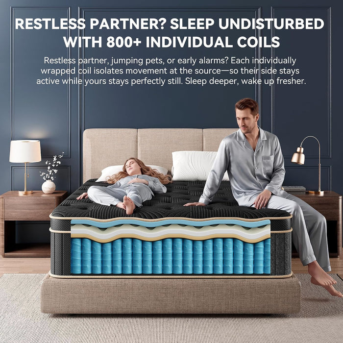 Queen Mattress, 12 Inch Hybrid Mattress Queen Size in a Box, Medium Firm