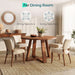 47 Inch round Dining Table for 4-6, Solid Wood Kitchen Table with Cross Base, Modern Kitchen & Dining Room Furniture, Farmhouse Accent Dinner Table for Kitchen Living Room, Light Brown