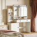 Brown Farmhouse Vanity Desk With Illuminated Mirror