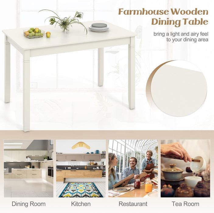 White Rectangular Dining Table 48x29 Inches Compact