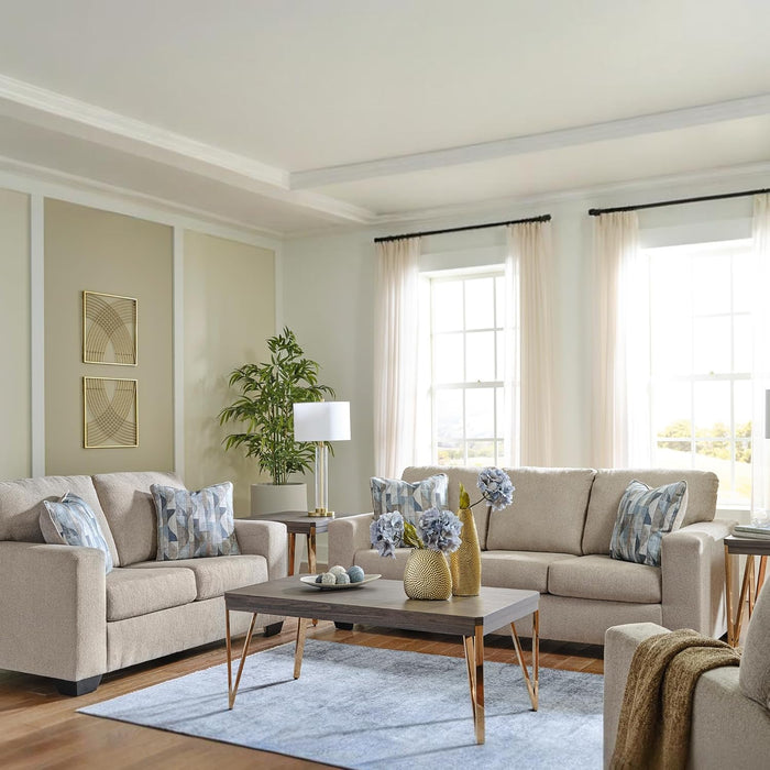 Deltona Contemporary Queen Beige Sofa Sleeper MemoryFoam