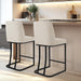 Counter Height Bar Stools Set of 4, 24 Inch Seat Height Bar Chairs for Kitchen Island, Linen Fabric Upholstered Barstools with Metal Feet for Dining Room, Beige