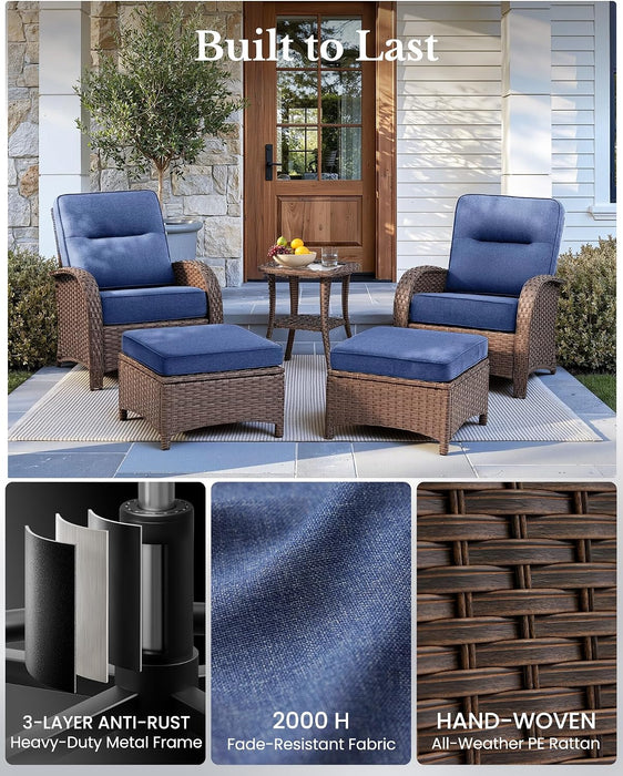 5-Piece Comfort Outdoor Patio Furniture Set with 6" Thick Cushions