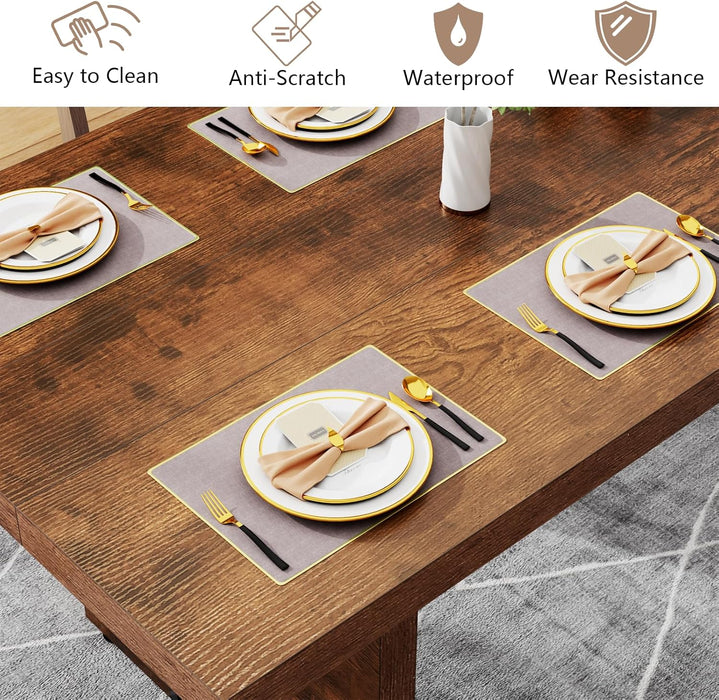 70.8 Inch Dining Table, Rustic Farmhouse Kitchen Table for 6-8 People, Large Dinning Room Furniture Rectangle Dinner Table for Living Room, Apartment, Home Office, Rustic