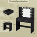 Vanity Desk With Extended Mirror Black PowerOutlet