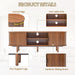 54" Tambour Door TV Stand,Wood Mid Century Modern TV Cabinet for up to 65“ Tv,Curved Edge Long TV Stand with Storage for Bedroom Living Room(Walnut, 54Inch)