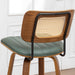 Swivel Bar Height Stools, Mid Century Modern Bar Stools with Curved Back | Solid Bentwood Frame, Walnut Finish, Cane Back, PU Leather Upholstered Seat, Kitchen Barstools for Bar, Cafe, Pub, Restaurant