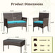 4 Pieces Patio Furniture Conversation Sets,Brown and Blue