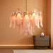 Modern Chandelier, 20" Gold Dining Room Chandelier with Handcrafted Glass Petal Design, 6-Light Hanging Ceiling Light Fixture, 3 Color Adjustable Pendant Lamp for Kitchen Island, Bedroom, Foyer