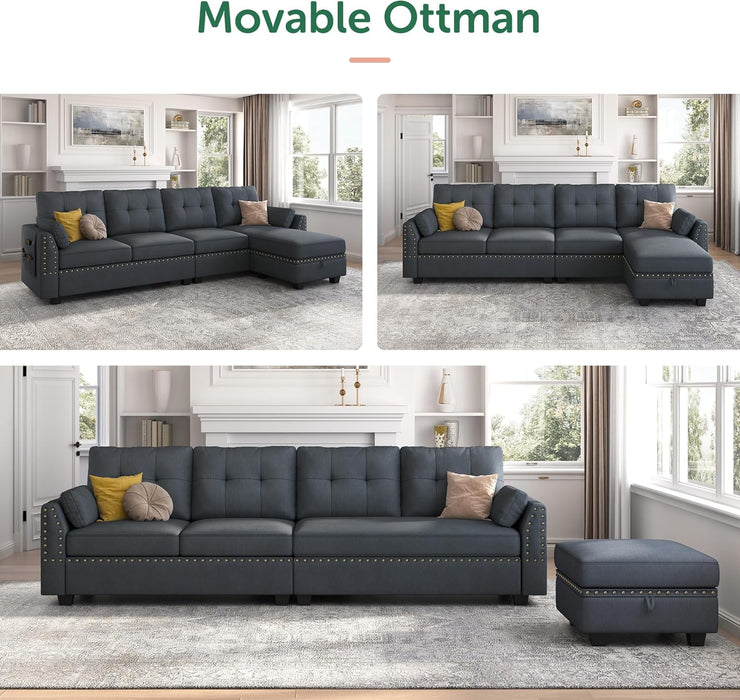 Convertible L-Shaped Sectional Sofa for Small Spaces