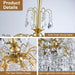 Crystal Chandeliers for Dining Room, Modern Gold Chandelier Light Fixture, Crystal Kitchen Ceiling Hanging Pendant Light 6 Lights for Living Room Hallway Bathroom Bedroom Foyer