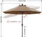 OLEFIN® 5-Year No Fading 9FT Outdoor Patio Umbrella(Brown Stripe)