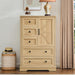 Dresser for Bedroom, Farmhouse Dresser with 5 Wooden Drawers and Storage Cabinet, 48 Inches Tall Chest of Drawers for Bedroom, Natural Oak