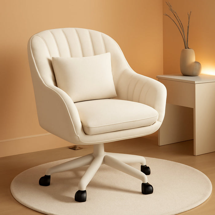 Home Office Chair Computer Chair with Mid-Back Upholstered Modern Tufted Computer Task Chair Swivel Height Adjustable Velvet Accent Chair.