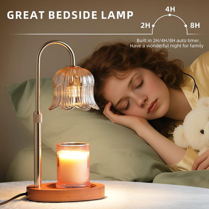 Candle Warmer Lamp with Timer: Adjustable Dimmable Height Adjustable Warming - Flower Shape Wax Lamp Jar Candles No Flame Modern Home Decor Table Lights - Home Living Bedroom