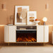 Fluted Fireplace Tv Stand: White Entertainment Center with Fireplace, Modern Fire Places Electric Fireplaces Tv Stand for Living Room, Media Console with Storage(White, 70" TV Stand with Fireplace)