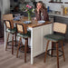 Swivel Bar Height Stools, Mid Century Modern Bar Stools with Curved Back | Solid Bentwood Frame, Walnut Finish, Cane Back, PU Leather Upholstered Seat, Kitchen Barstools for Bar, Cafe, Pub, Restaurant
