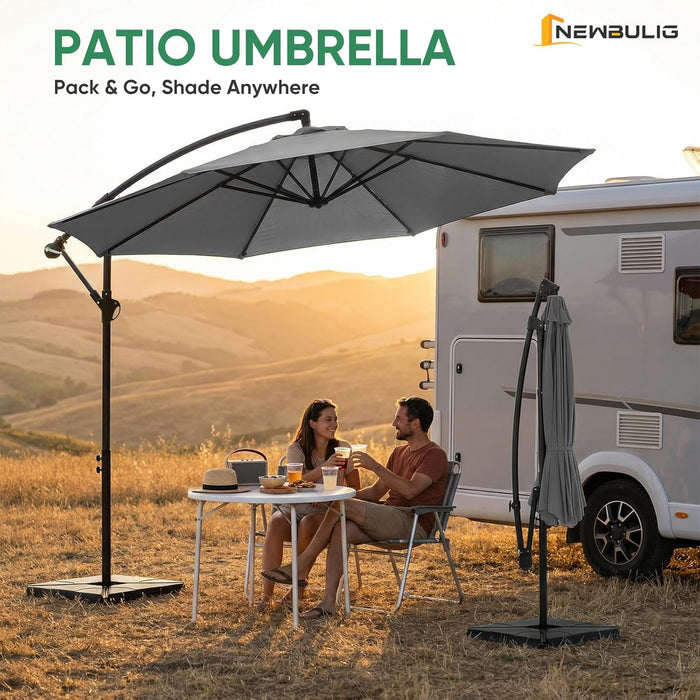 10FT Patio Umbrella, Offset Cantilever Outdoor Patio Table Umbrella, UV Protection, Fade Resistant Fabric, Easy Tilt Adjustment for Deck, Pool, Backyard, Garden