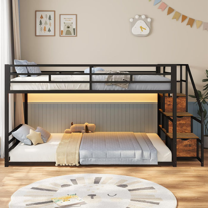 Black Premium SpaceSaving Functionality Twin Bunk Bed