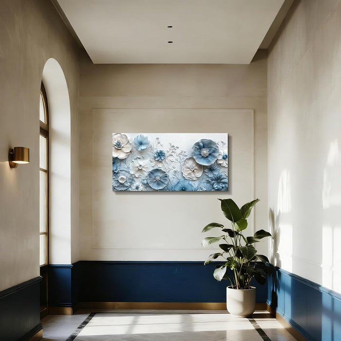 Floral Wall Art, Large Wall Decor, Blue Wall Art, Modern Elegant Flowers Painting, Nature Botanical Prints, Chic Pictures for Living Room Bedroom Bathroom Office Home Decoration 20"X40"