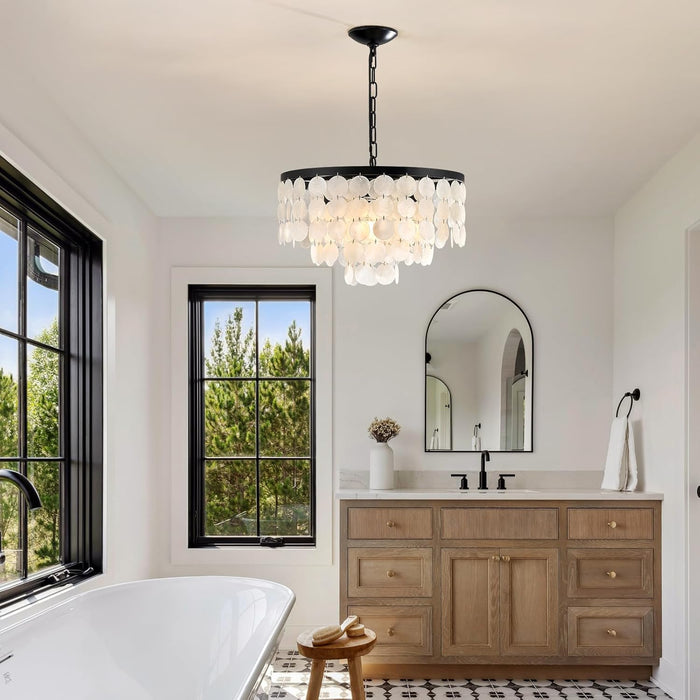18 Inches Capiz Shell Chandelier Dimmable Luminaire